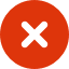 Red circle with white X inside.