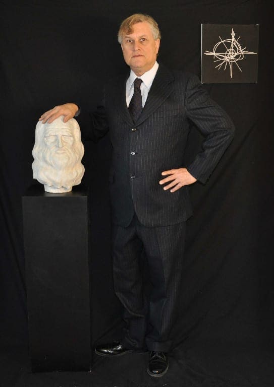 Clifford Singer Contemplating a Bust of Leonardo da Vinci,