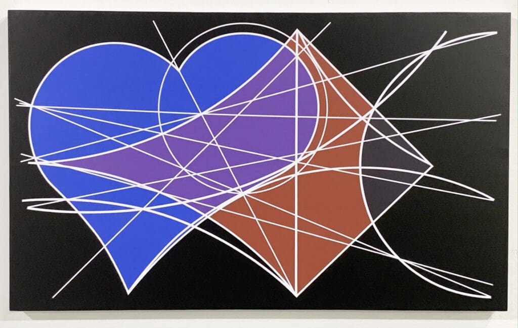 Clifford Singer. Heart, Diamond, Circle. 1996. Archival Ink on Canvas. 24 x 40 inches