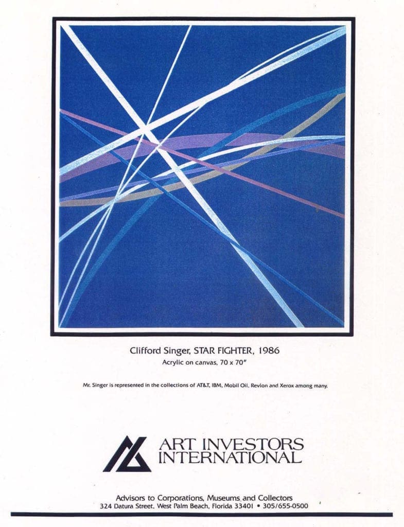 A poster of an abstract painting with the logo for aif investors international.