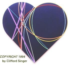 A heart with many strings in the shape of a circle.