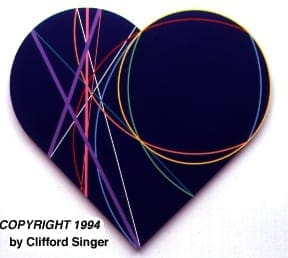 A heart with strings in the shape of a circle.