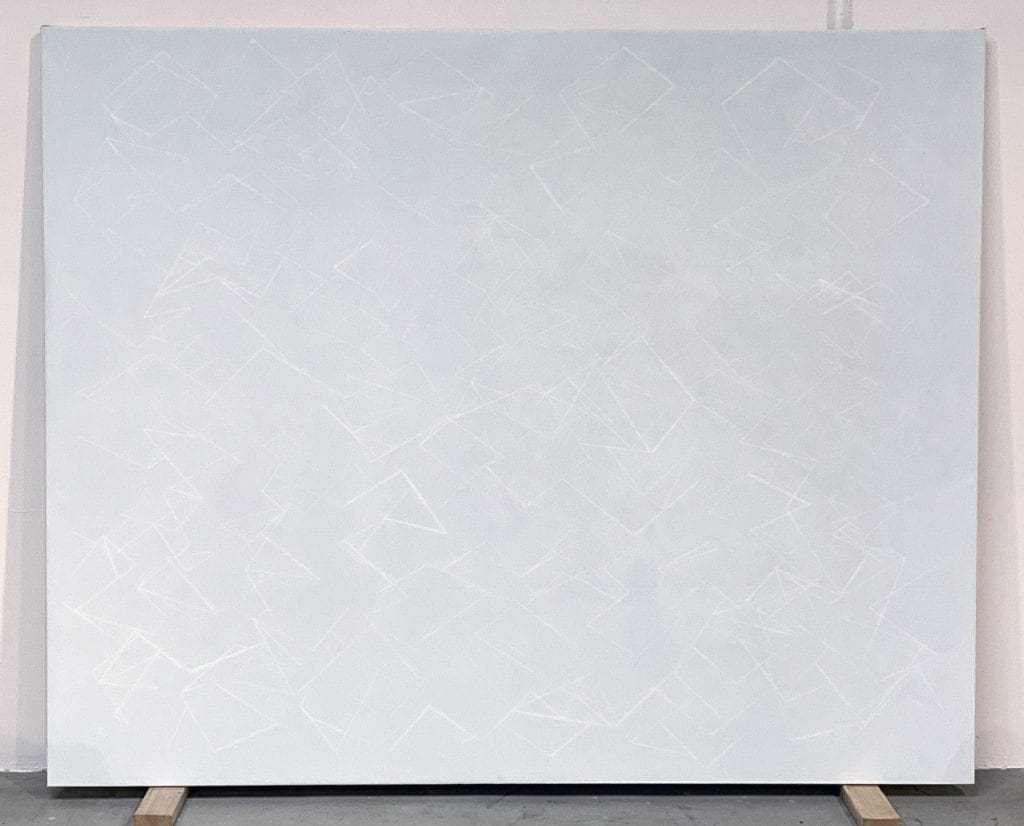 Subtle geometric lines on oversized pale panel