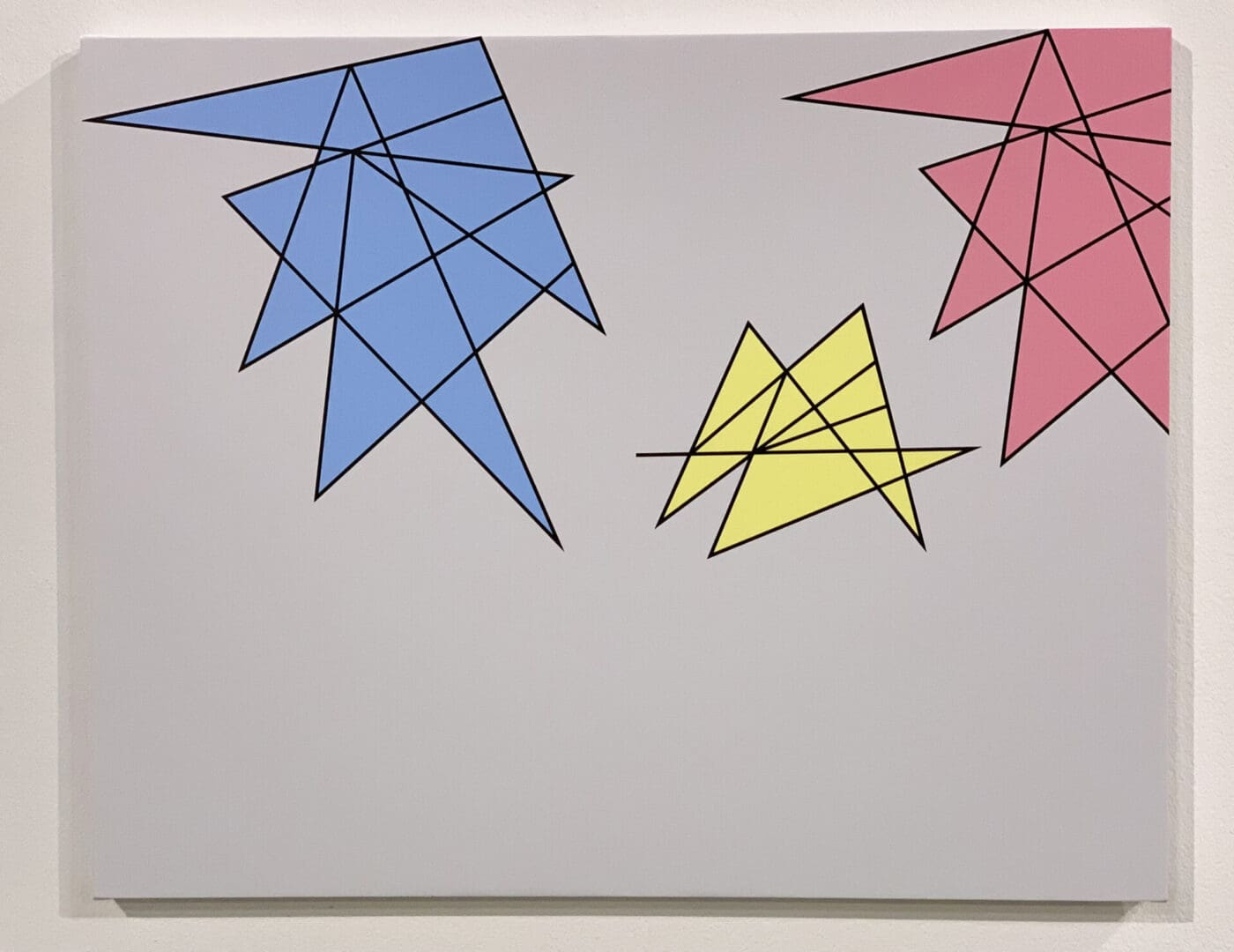 CLIFFORD SINGER, GEOMETRICAL BIRDS, 1975©, ARCHIVAL INK ON CANVAS, 32 x 40 INCHES