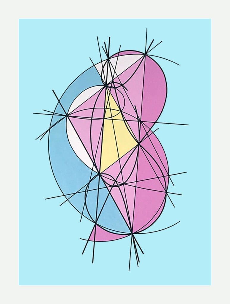 A drawing of some shapes with lines on them