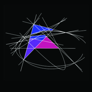 A purple and blue triangle with white lines around it.