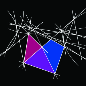 A purple and blue square with white lines coming out of it.