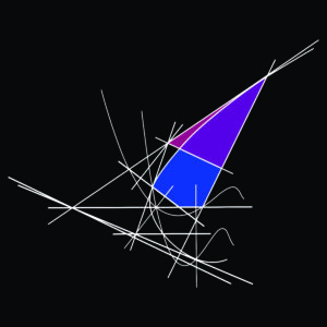 A blue triangle is shown in the middle of some lines.