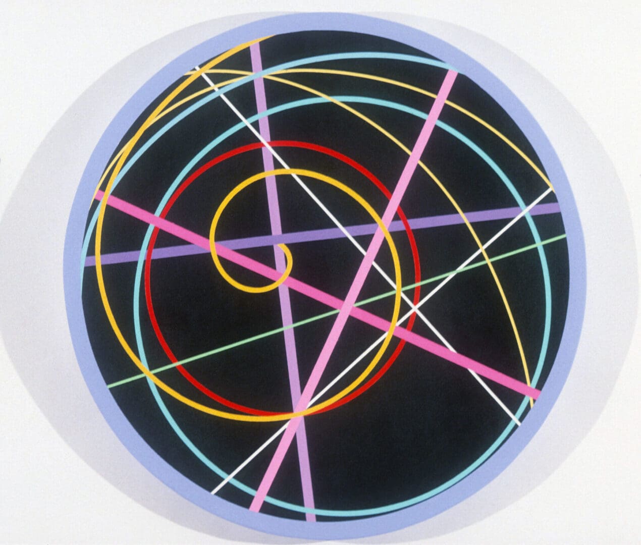 Clifford Singer. Spiral Series. 1989. Acrylic on Canvas. 30 inch diameter