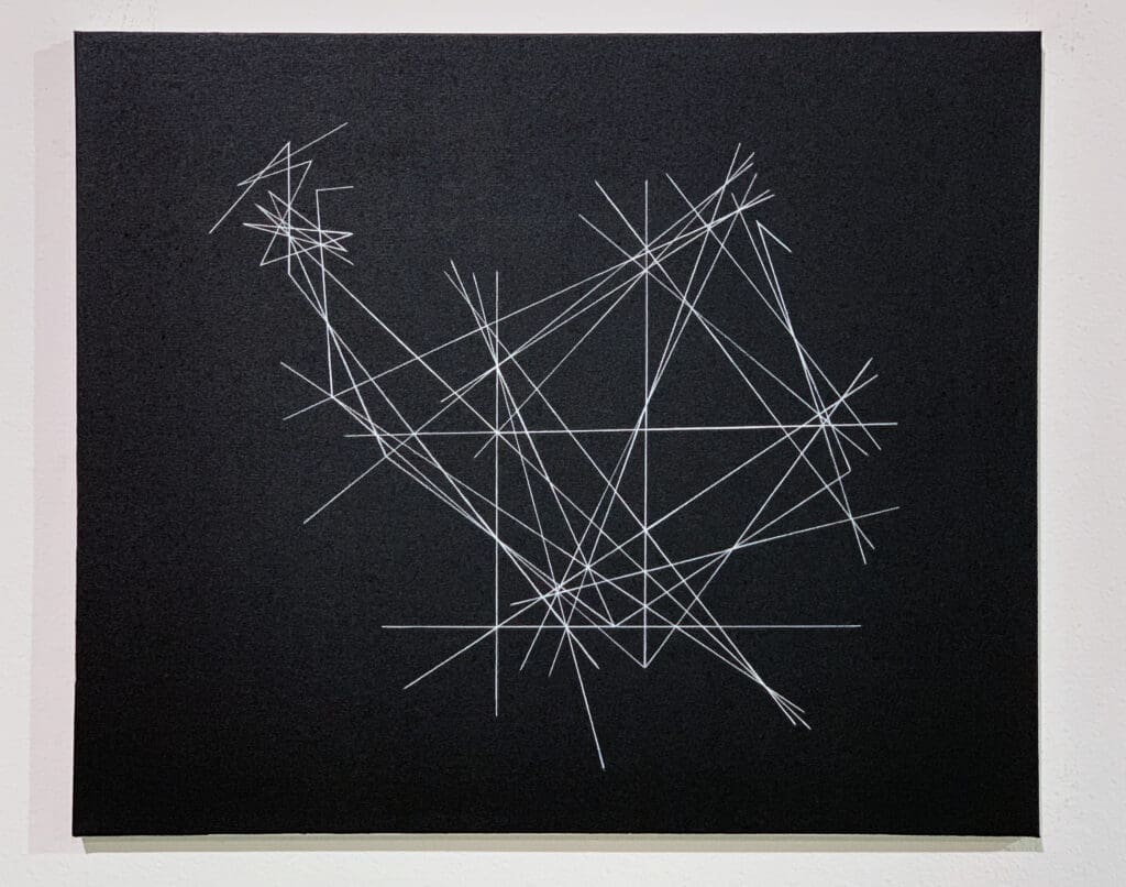 Delicate angular lines forming a starlike mesh