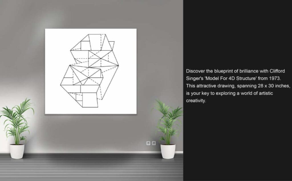 Stacked polyhedral blueprint sketch with interior edges