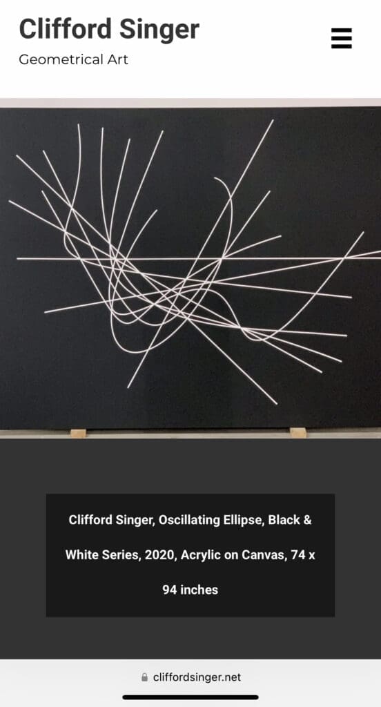 Curved and straight white strokes on black