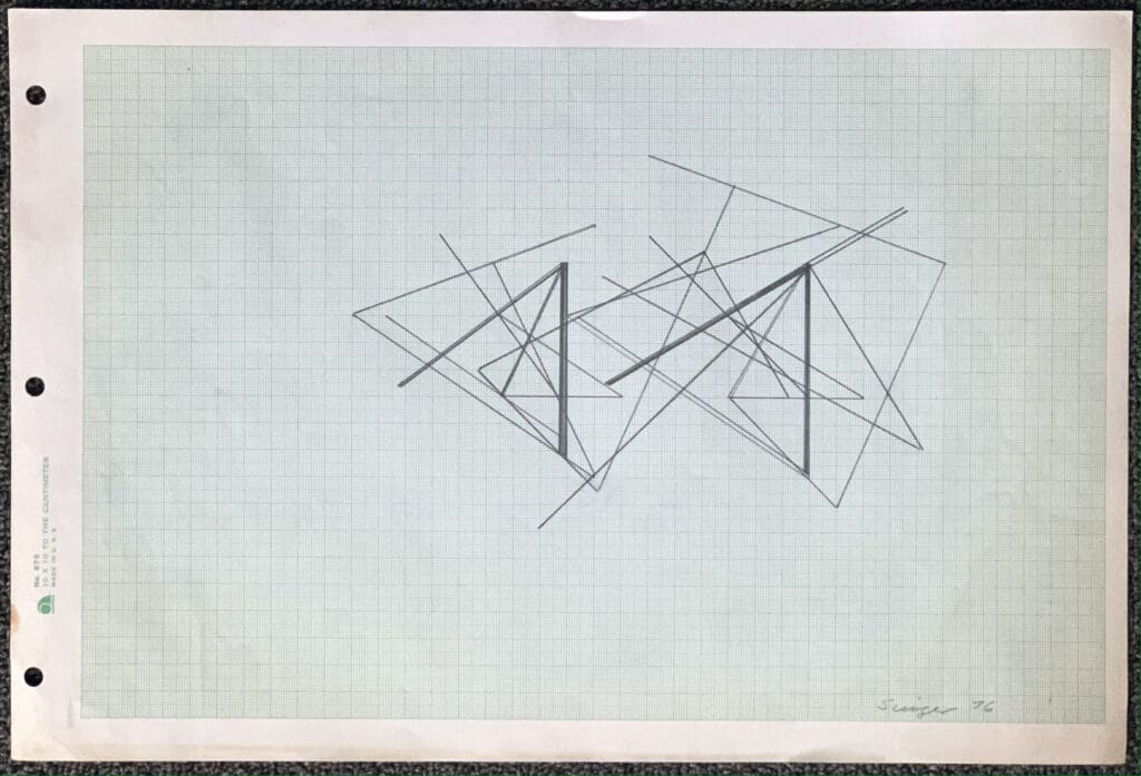 Linear Drawing. 1976. Ink on Graph Paper. 8 ½ x 14 inches.  