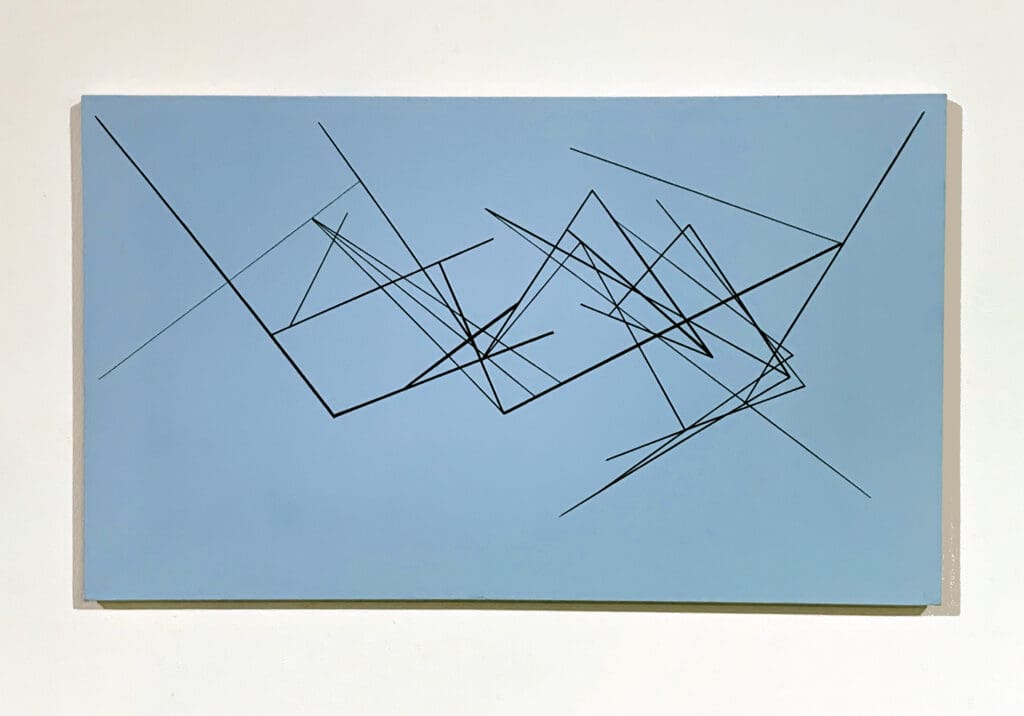 Geometrical Clouds. 1977-1978. Gouache on Acrylic on Canvas. 26 x 44 inches 