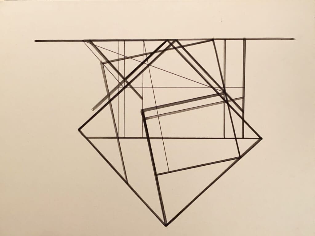 Linear Drawing. 1976. Watercolor and Pencil on Museum board. 11 x 14 inches