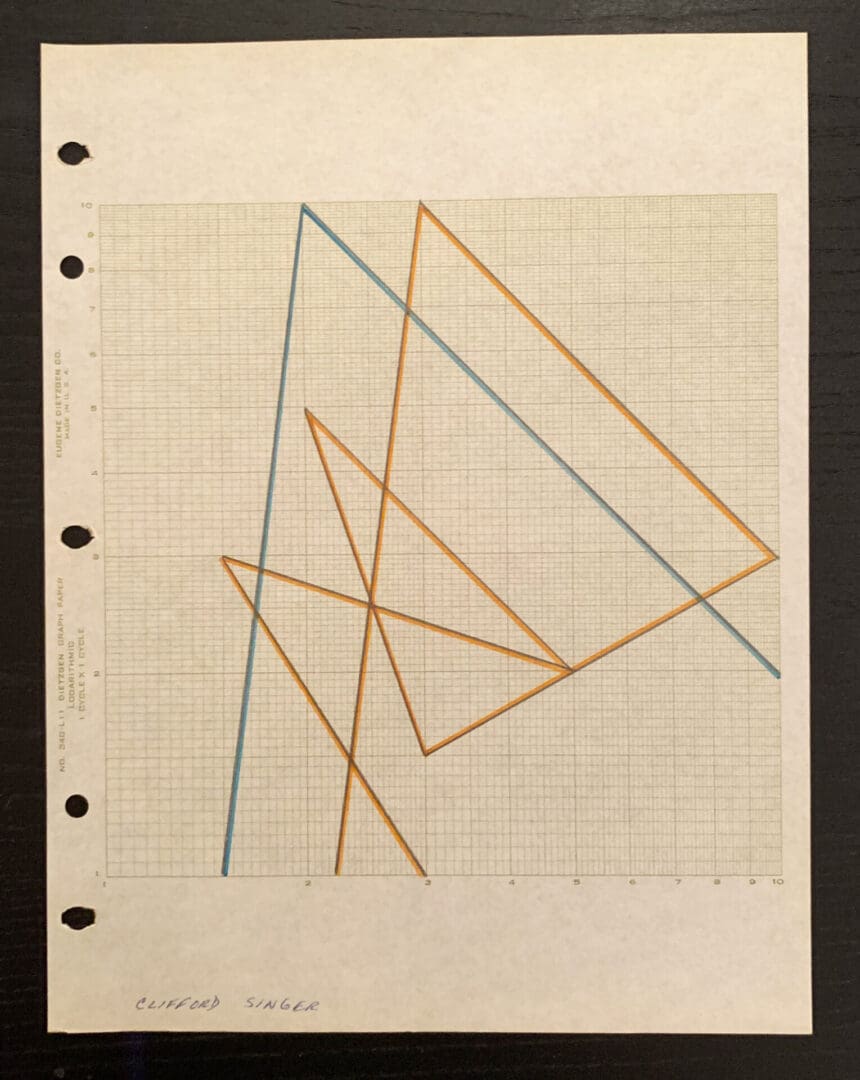 Linear Drawing. 1974. Ink and Pencil on Logarithmic Graph Paper. 11 x 8 ½ inches 