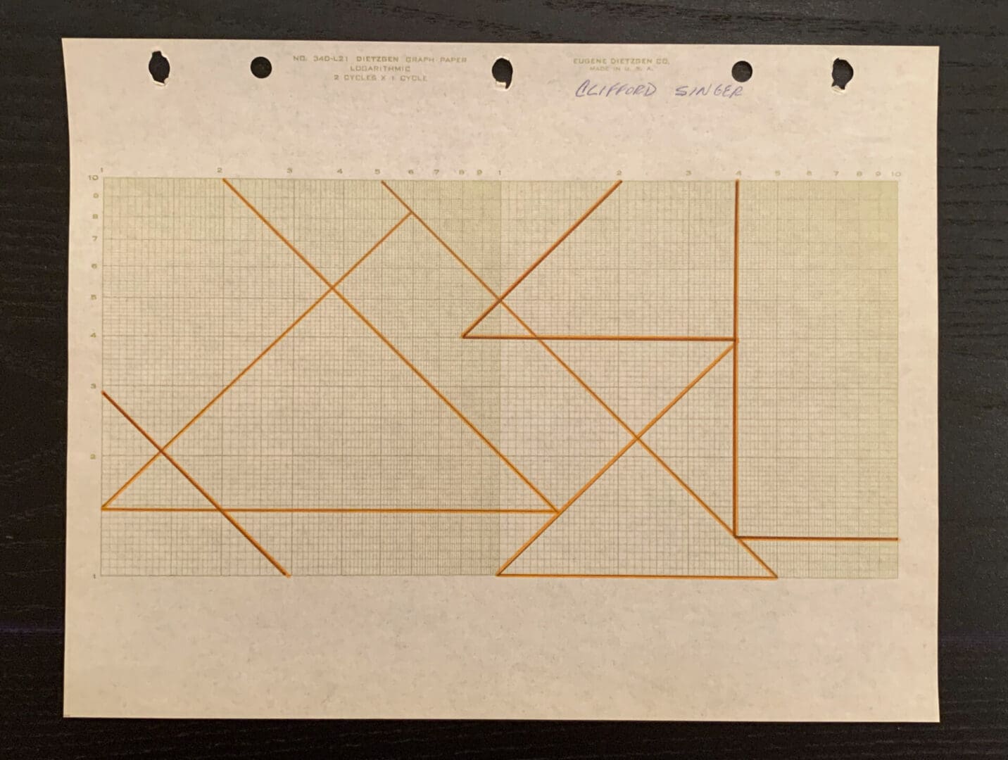 Linear Drawing. 1974. Ink and Pencil on Logarithmic Graph Paper. 8 ½ x 11 inches 