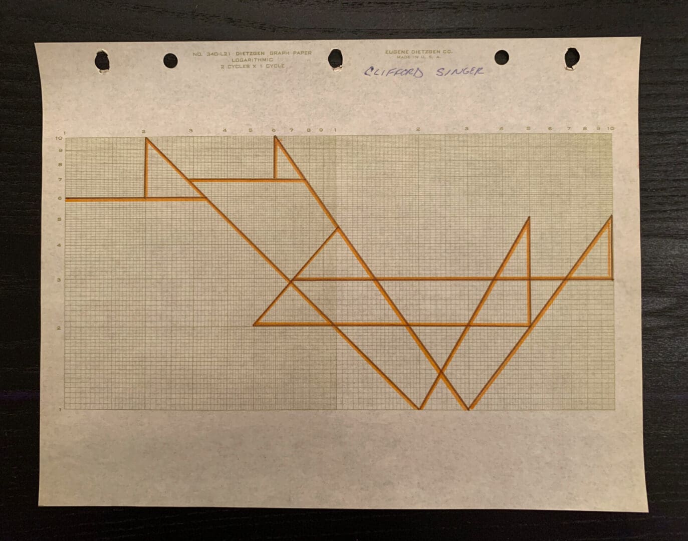 Linear Drawing. 1974. Ink and Pencil on Logarithmic Graph Paper. 8 ½ x 11 inches