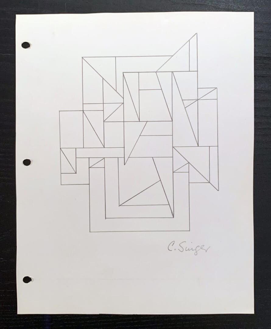 Linear Drawing. Study for Shaped Painting.  1973. Pencil on Paper. 11 x 8 1/2 inches   