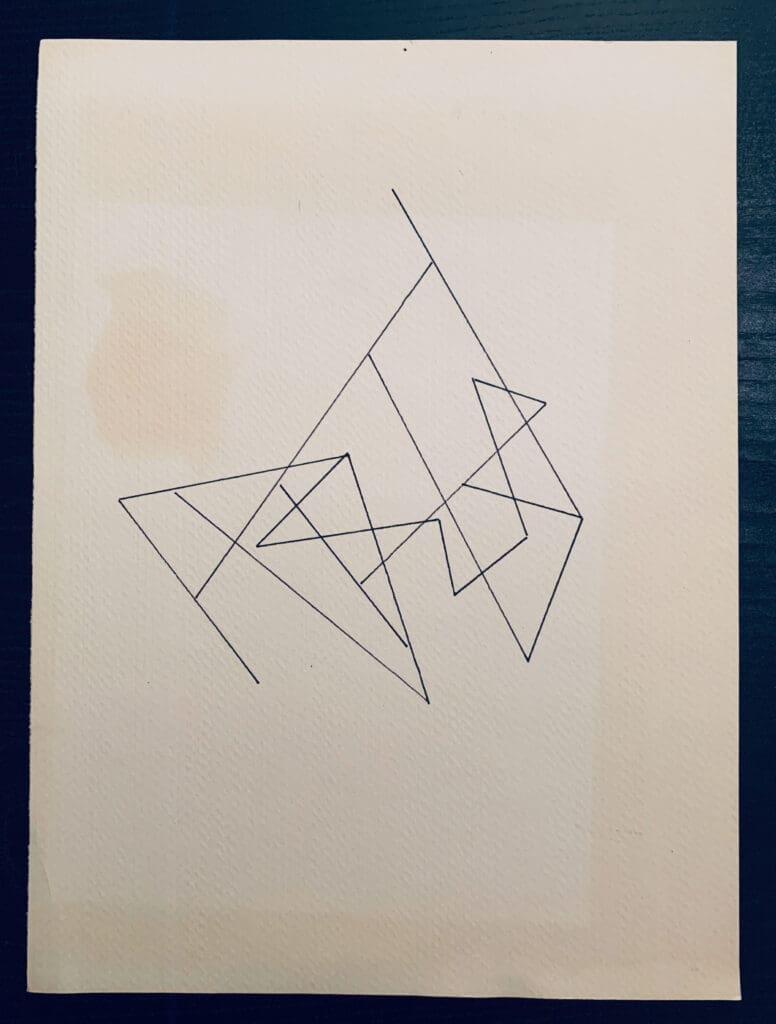 Linear Drawing. 1976. Ink on Paper. Approx. 8 ½ x 12 1/2 inches