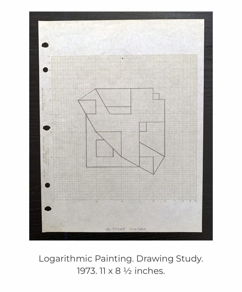 Architectural drawing study on lined paper with hole punches.