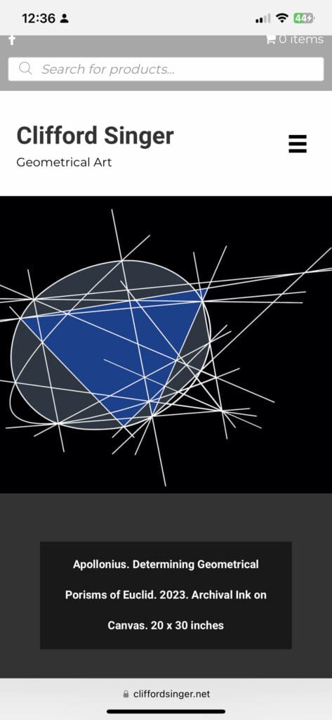 A blue triangle inscribed in a circle with numerous intersecting gray lines.
