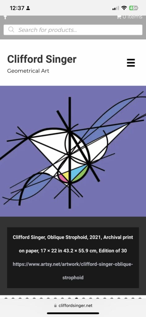 Abstract geometric art with intersecting lines and colored shapes.