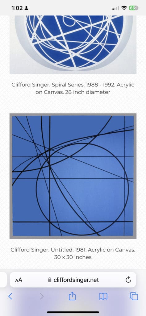 Abstract black line art on a blue canvas with geometric shapes.