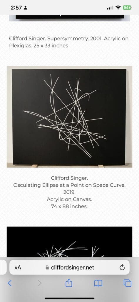 Angular white line tangle on black canvas