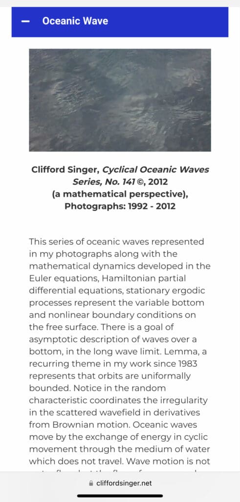 Illustration of cyclical oceanic waves by Clifford Singer, 1982.