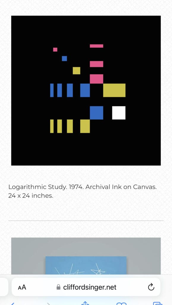 Abstract geometric shapes in blue, pink, and yellow on black background.