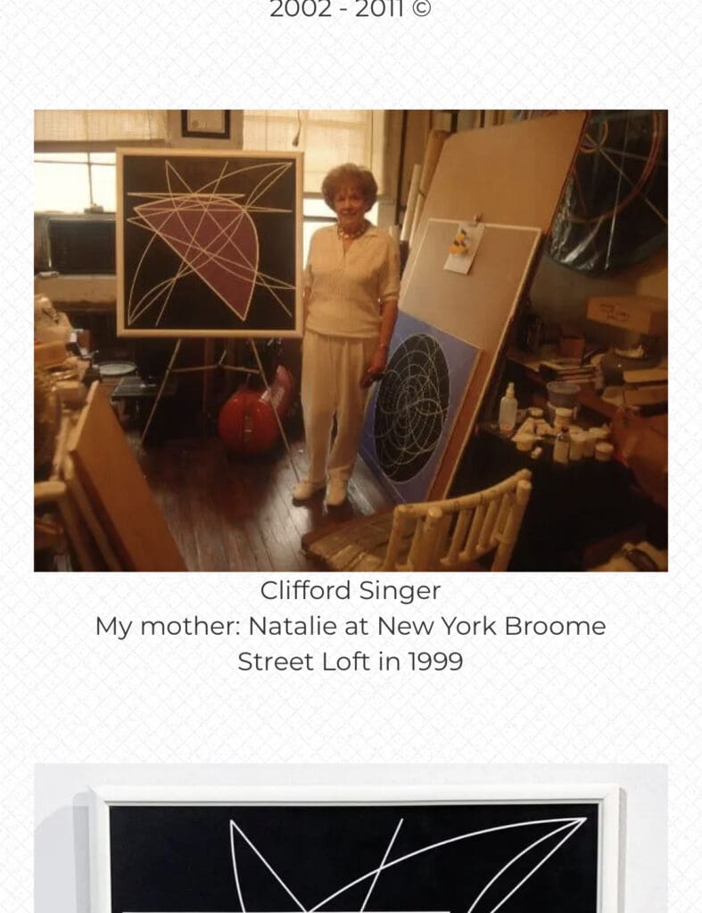Clifford Springer and his mother Natalie at their 1990 Brooklyn loft with artwork.