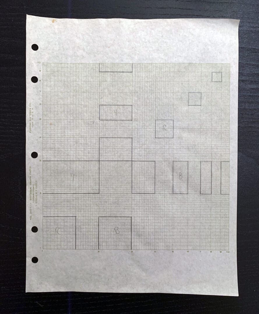 Logarithmic Graph Paper. 1974. Pencil on Graph Paper  