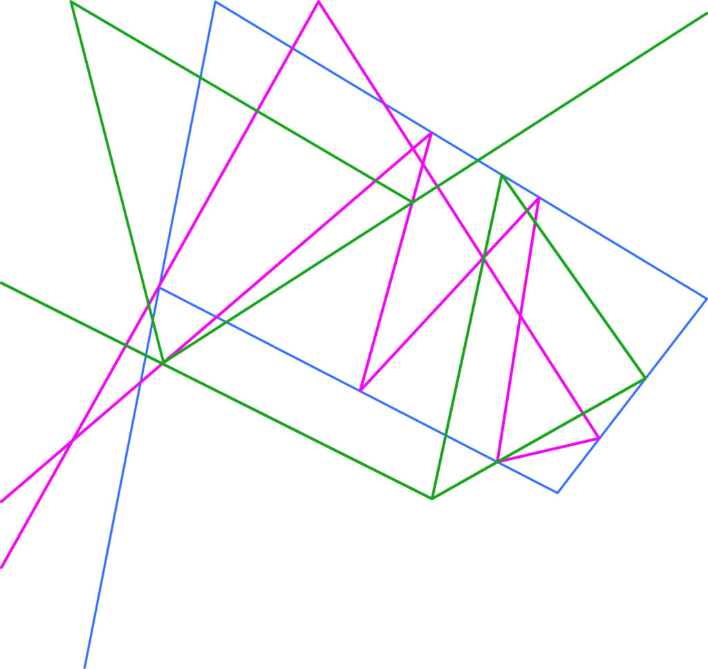 Abstract geometric pattern with colorful overlapping lines.
