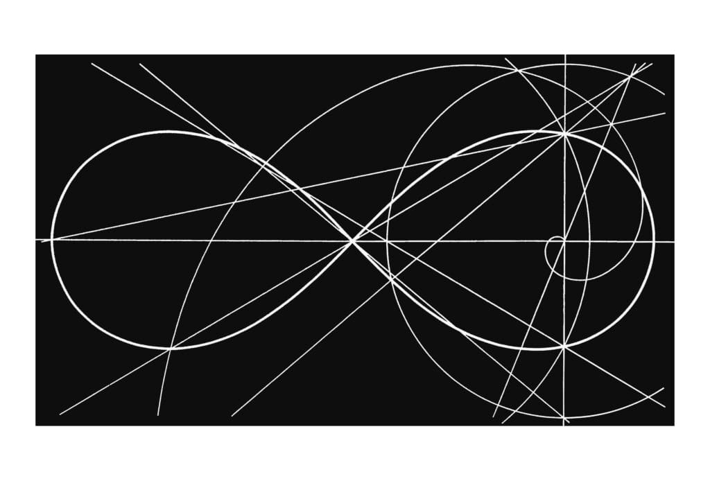 Abstract geometric lines on black background.