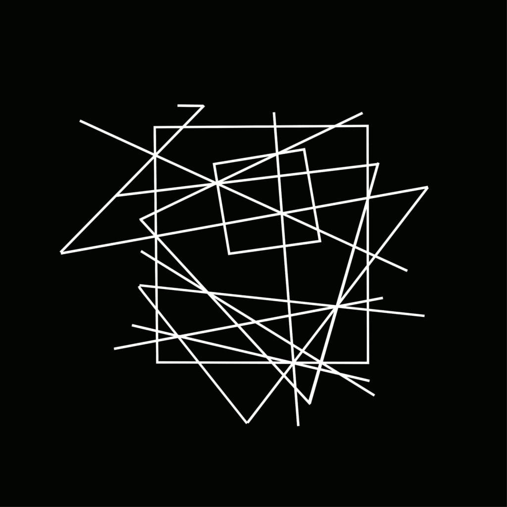 Overlapping squares and diagonal white strokes