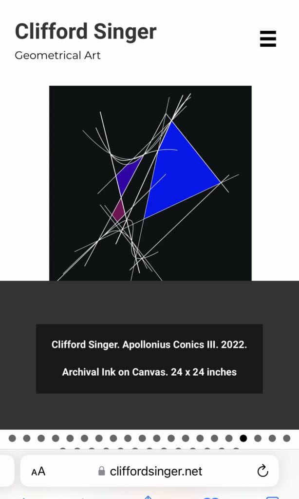 Geometric art with intersecting lines and triangles.