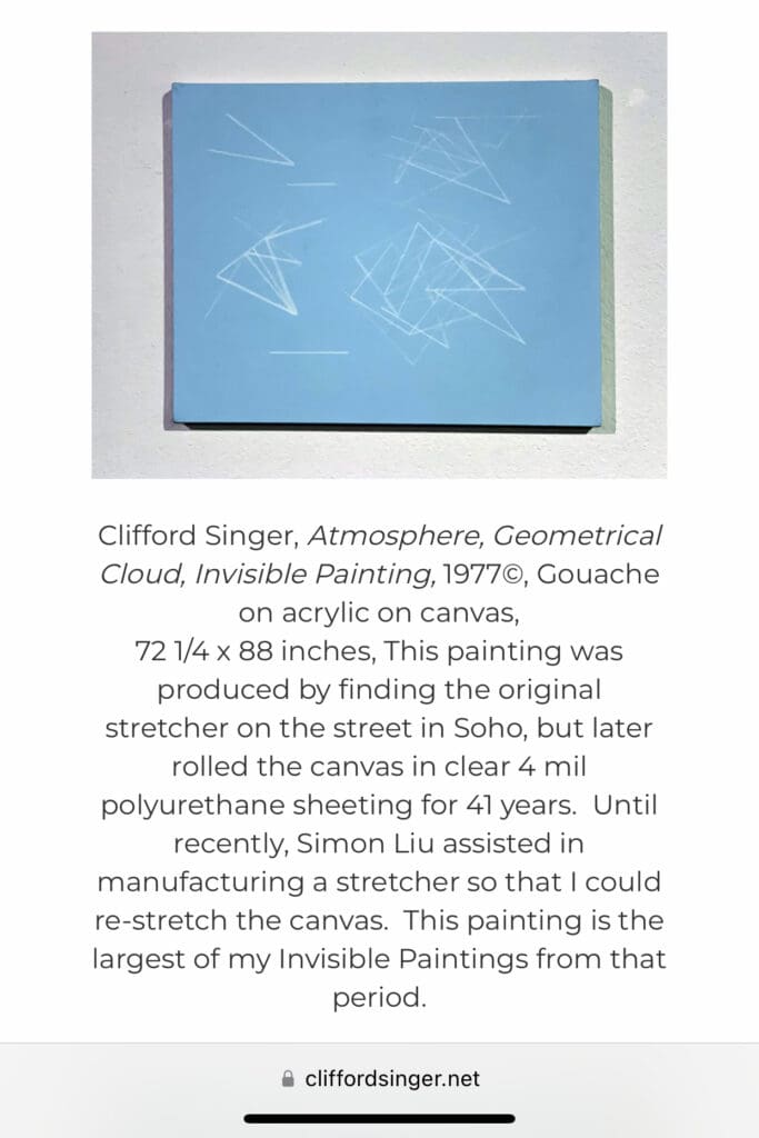 Light cyan painting with scattered white polygons