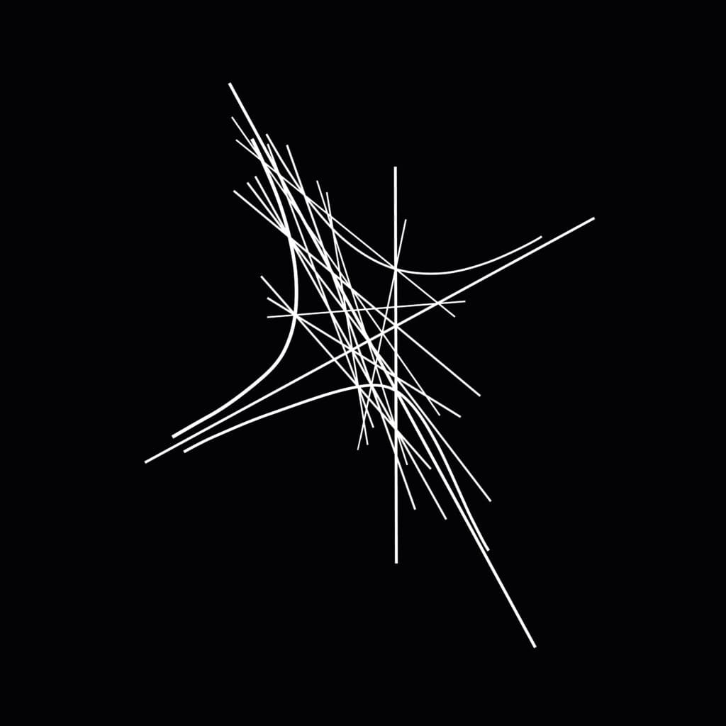 Slanted cluster of thin white lines