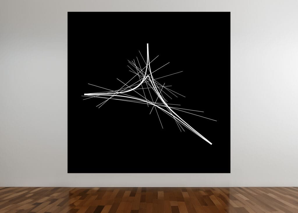 Diagonal converging lines with sweeping arc