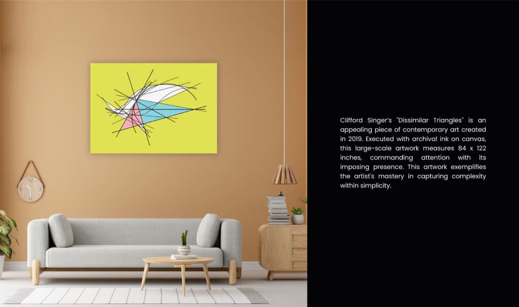 Yellow painting with overlapping pastel triangles