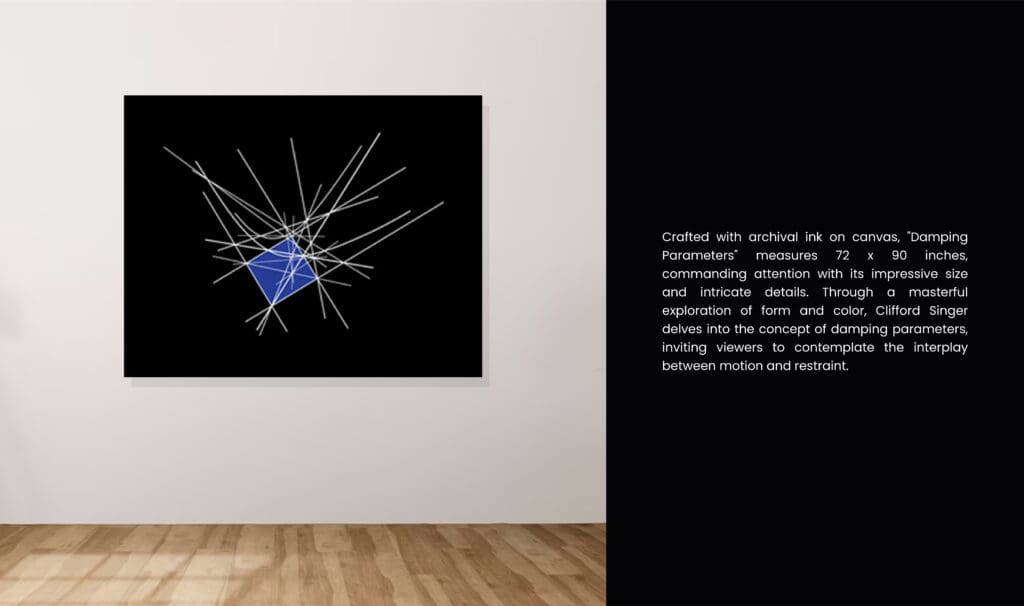 Abstract art with intersecting lines and text.