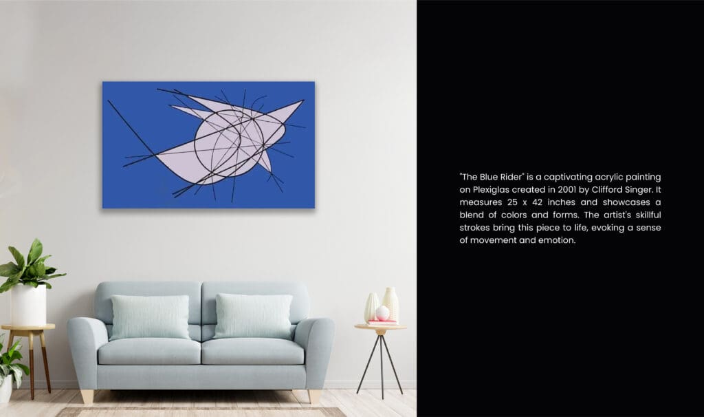 Abstract painting above a modern sofa.