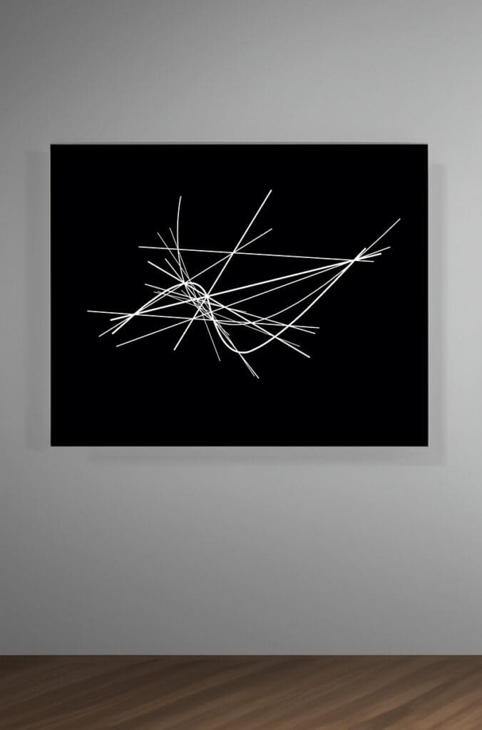 Horizontal tangled white lines on black