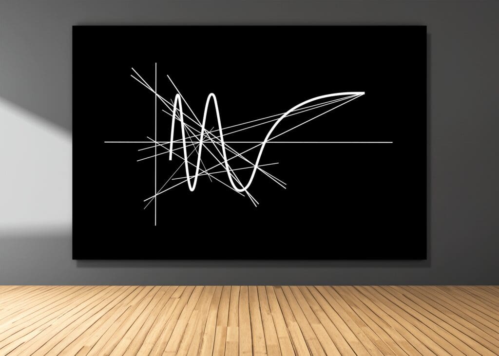 White waveform and intersecting grid lines