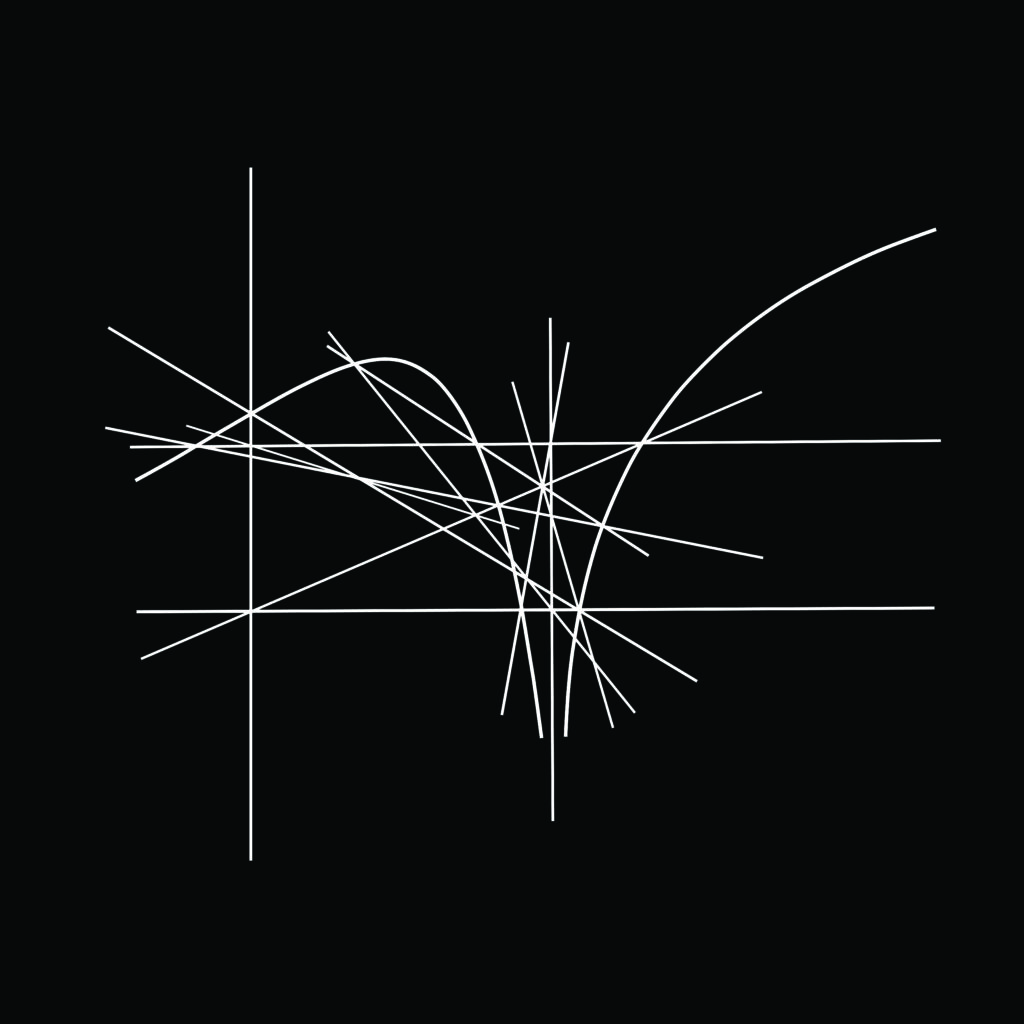 Abstract white lines on black background.