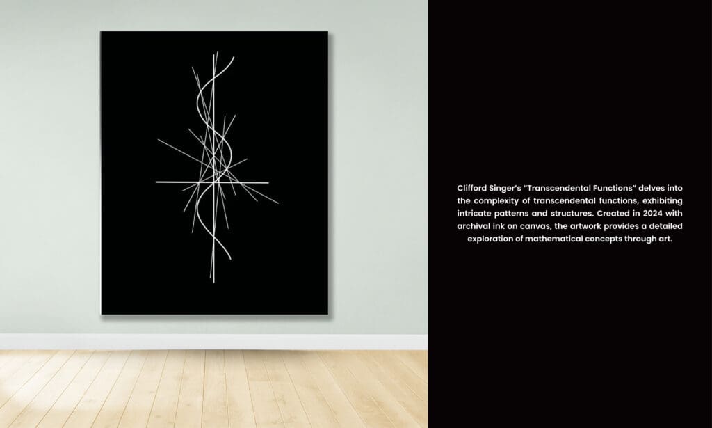 Chaotic starburst of white mathematical lines