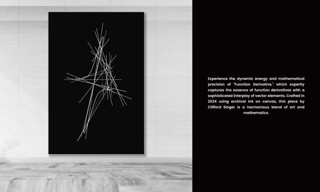 Abstract black and white line artwork.