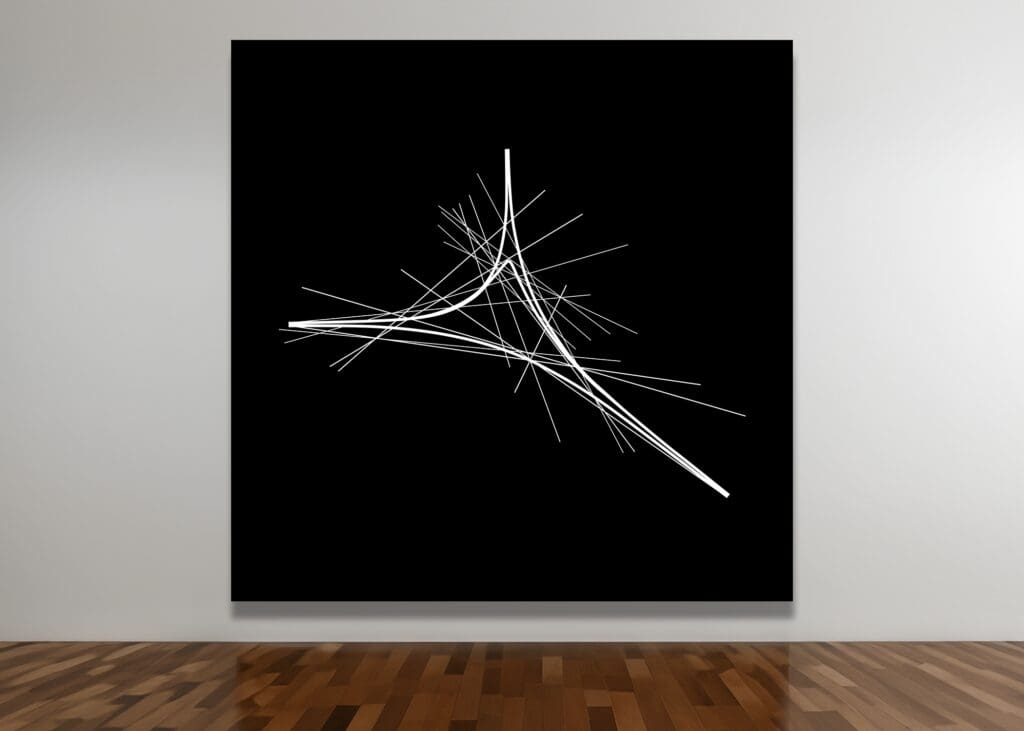 Diagonal cluster of white lines forming triangular knot