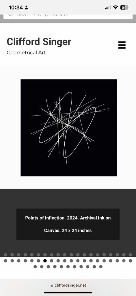 Chaotic white intersecting lines on black square